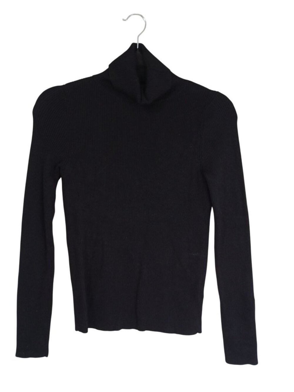 Maeve Anthropologie Black Ribbed Turtleneck Sweater Small With Button Cuffs - Picture 2 of 7